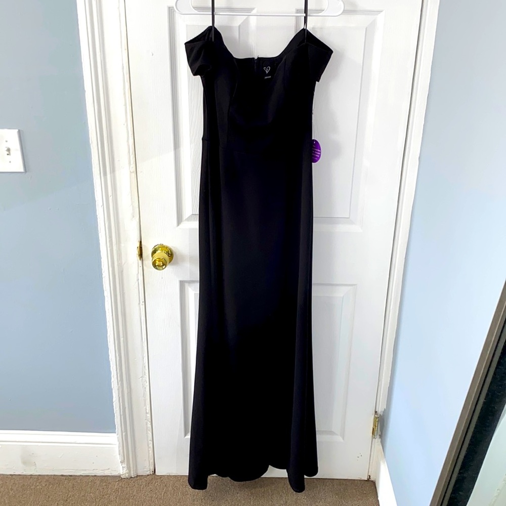 Black off the shoulder body shaping gown